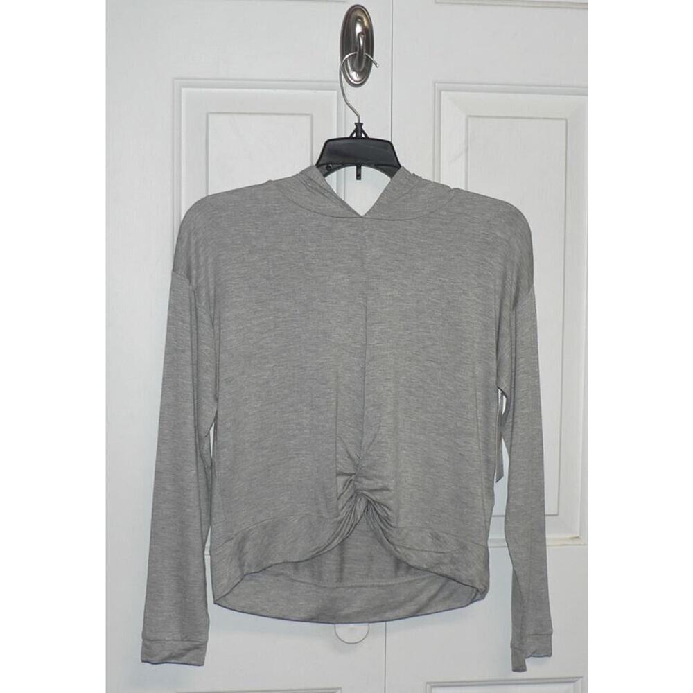 Zella Girls Twist Front Hoodie In‎ Grey Medium Heather Size Large (10/12) $39